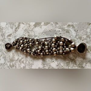 UNO de 50 Crazy Goat Silver plated Leather Multi-Strand Bead Bracelet